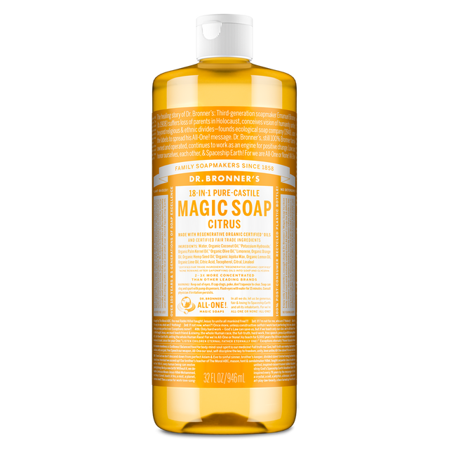 Dr. Bronner's Pure-Castile Magic Soap Liquid (18-In-1) Citrus 946mL Front