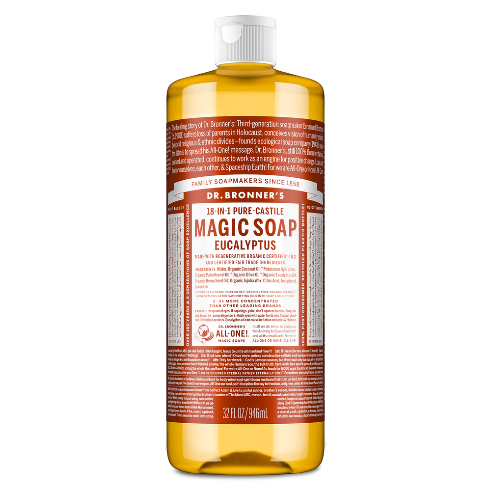 Dr. Bronner's Pure-Castile Magic Soap Liquid (18-In-1) Eucalyptus 946mL Front