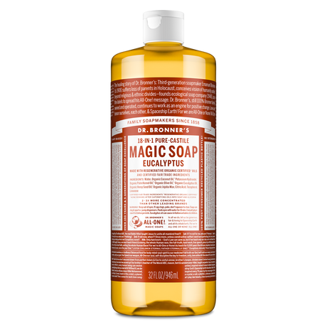 Dr. Bronner's Pure-Castile Magic Soap Liquid (18-In-1) Eucalyptus 946mL Front