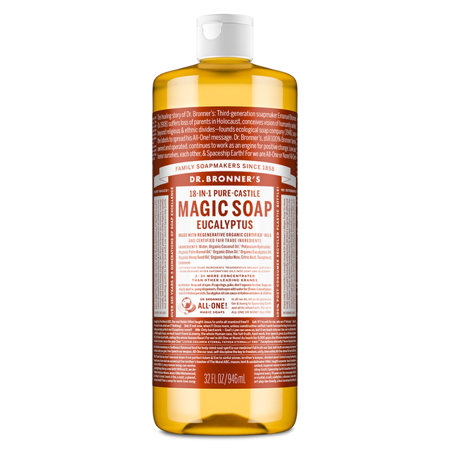 Dr. Bronner's Pure-Castile Magic Soap Liquid (18-In-1) Eucalyptus 946mL Front