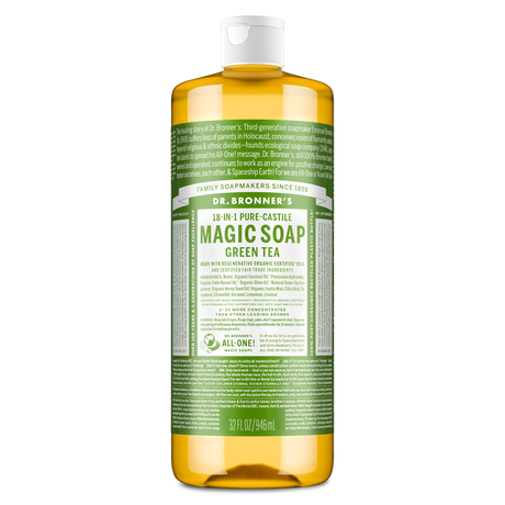 Dr. Bronner's Pure-Castile Magic Soap Liquid (18-In-1) Green Tea 946mL Front