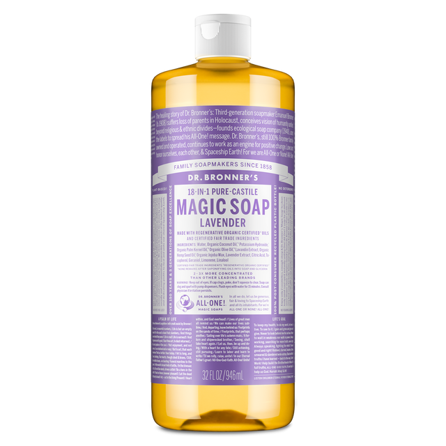 Dr. Bronner's Pure-Castile Magic Soap Liquid (18-In-1) Lavender 946mL Front