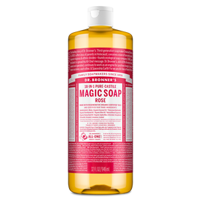 Dr. Bronner's Pure-Castile Magic Soap Liquid (18-In-1) Rose 946mL Front