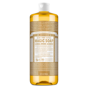 Dr. Bronner's Pure-Castile Magic Soap Liquid (18-In-1) Sandalwood Jasmine 946mL Front