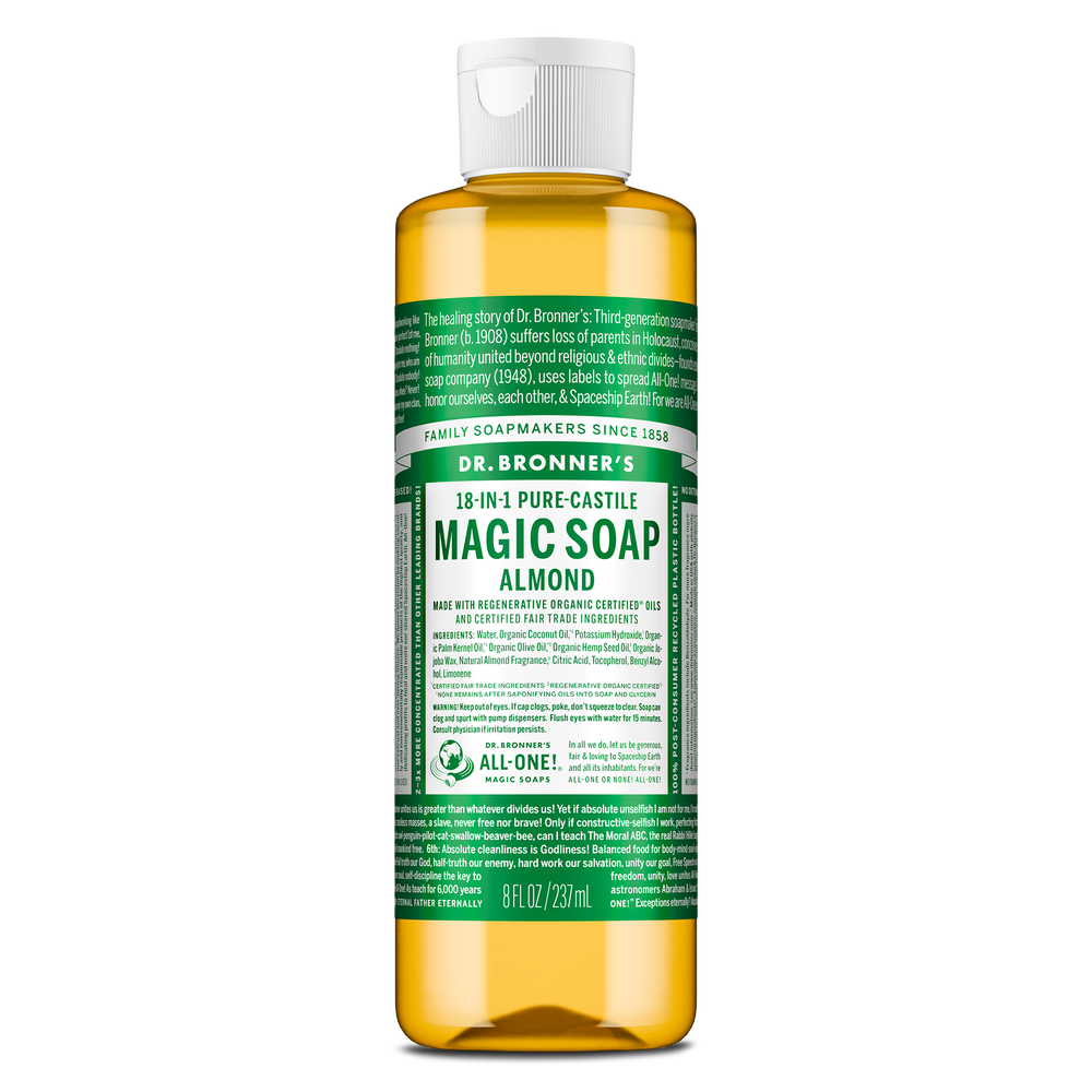 Dr. Bronner's Pure-Castile Magic Soap Liquid (18-In-1) Almond 237mL Front