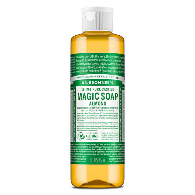 Dr. Bronner's Pure-Castile Magic Soap Liquid (18-In-1) Almond 237mL Front