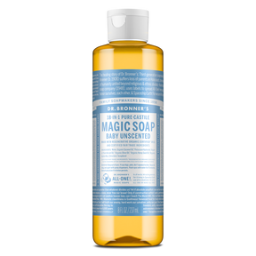 Dr. Bronner's Pure-Castile Magic Soap Liquid (18-In-1) Baby Unscented 237mL Front