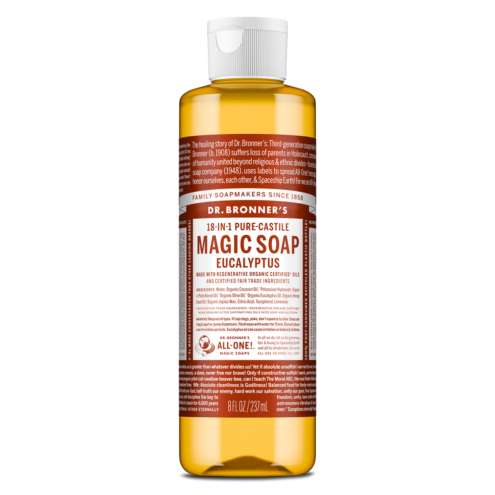 Dr. Bronner's Pure-Castile Magic Soap Liquid (18-In-1) Eucalyptus 237mL Front