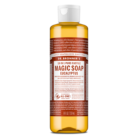 Dr. Bronner's Pure-Castile Magic Soap Liquid (18-In-1) Eucalyptus 237mL Front