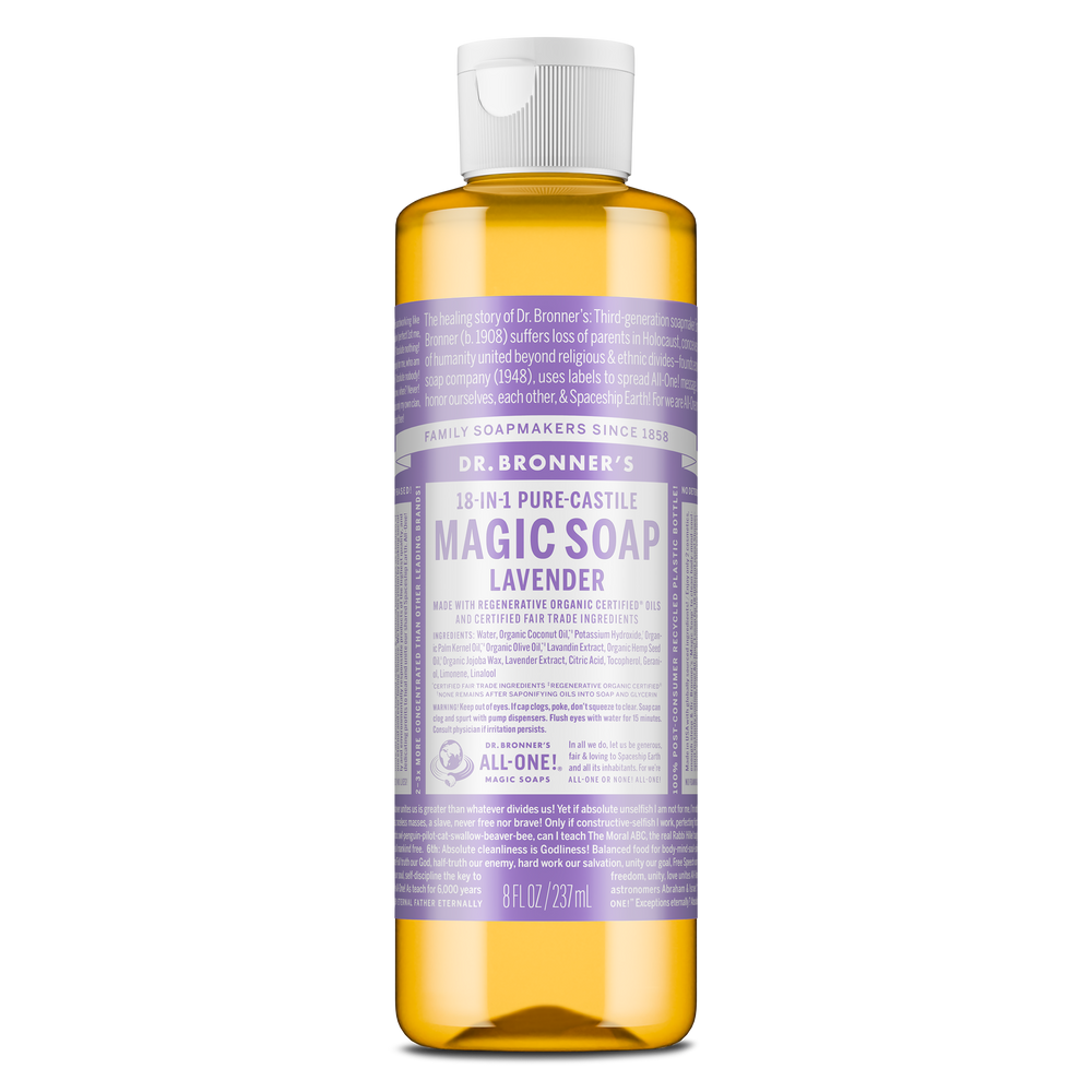 Dr. Bronner's Pure-Castile Magic Soap Liquid (18-In-1) Lavender 237mL Front