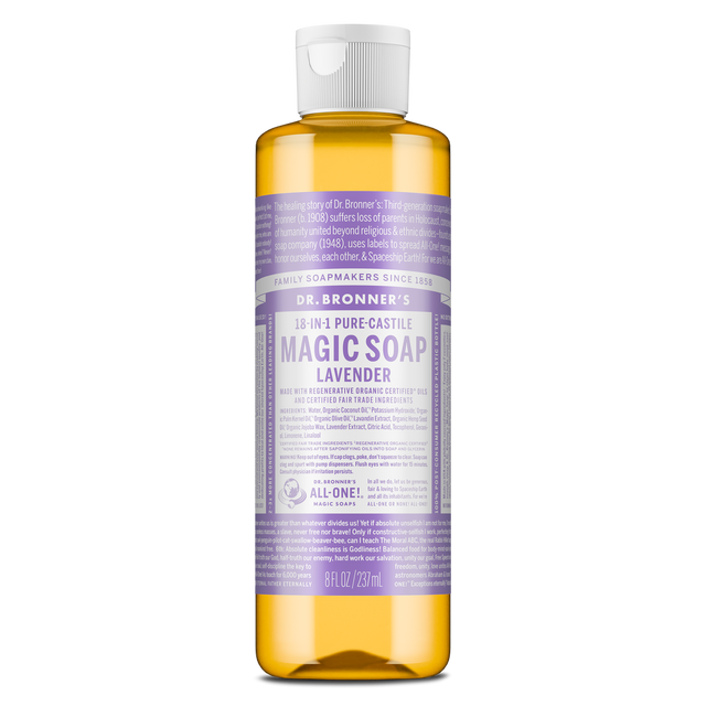 Dr. Bronner's Pure-Castile Magic Soap Liquid (18-In-1) Lavender 237mL Front