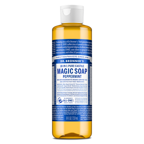 Dr. Bronner's Pure-Castile Magic Soap Liquid (18-In-1) Peppermint 237mL Front
