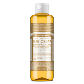 Dr. Bronner's Pure-Castile Magic Soap Liquid (18-In-1) Sandalwood Jasmine 237mL Front