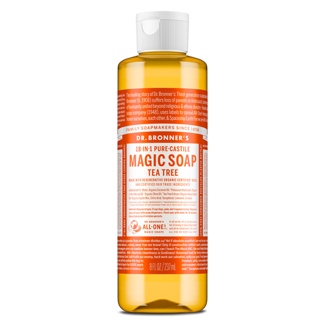 Dr. Bronner's Pure-Castile Magic Soap Liquid (18-In-1) Tea Tree 237mL Front