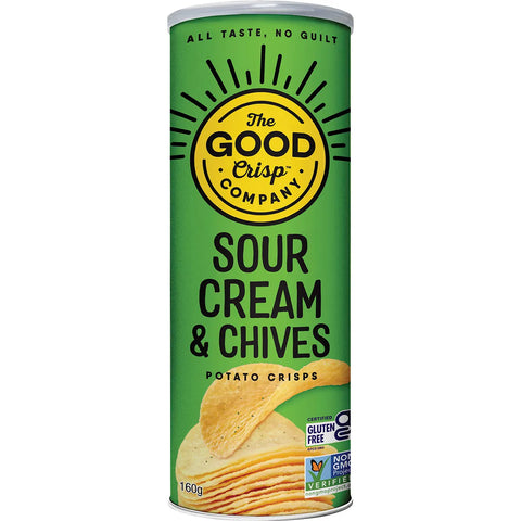 The Good Crisp Company Potato Crisps Classic Sour Cream & Chives 160gx8 (Box Quantity)