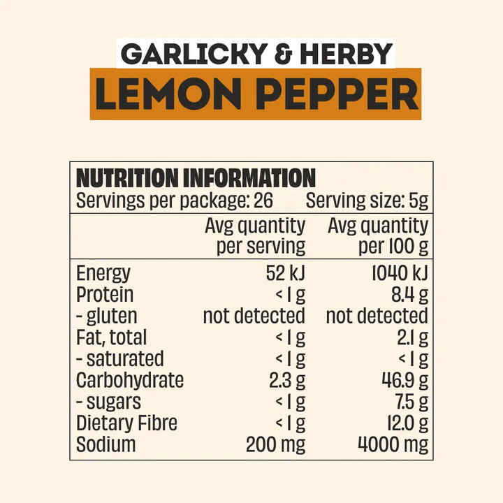 Mingle Citrus Pepper All Natural Seasoning 130g Nutritional Information