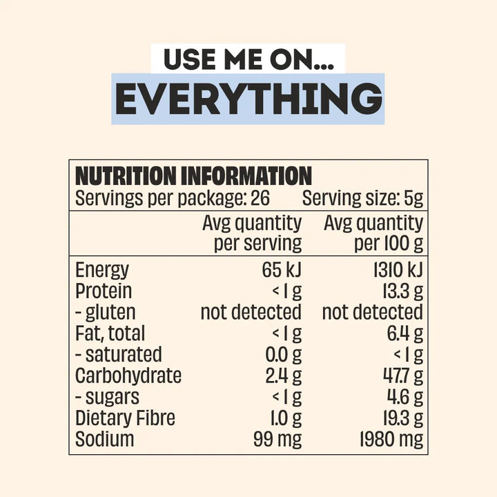 Mingle Use Me On Everything All Natural Seasoning 130g Nutritional Information
