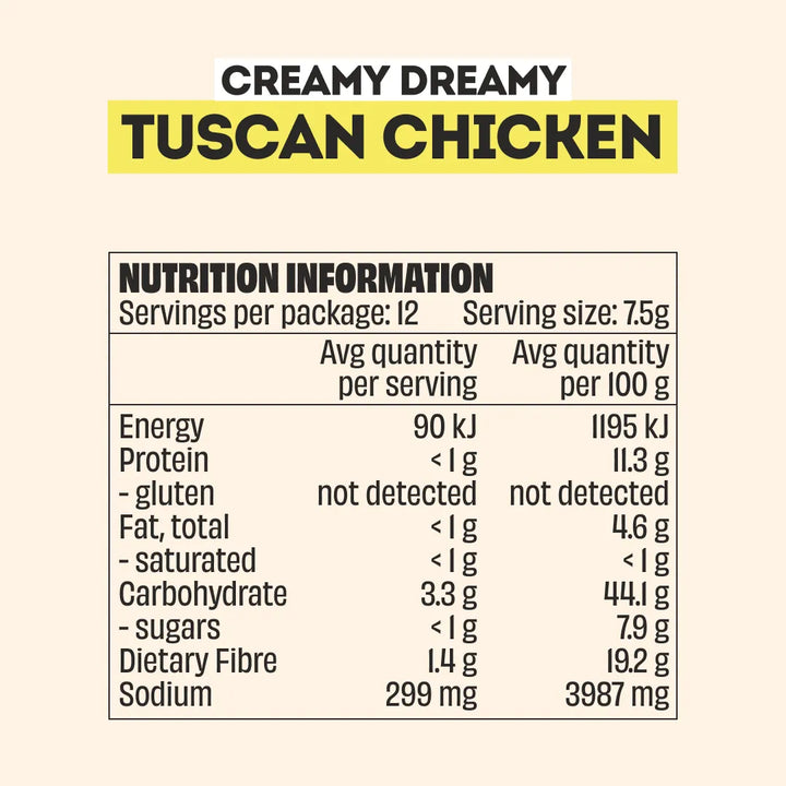 Mingle Tuscan Chicken All Natural Seasoning 90g Nutritional Information