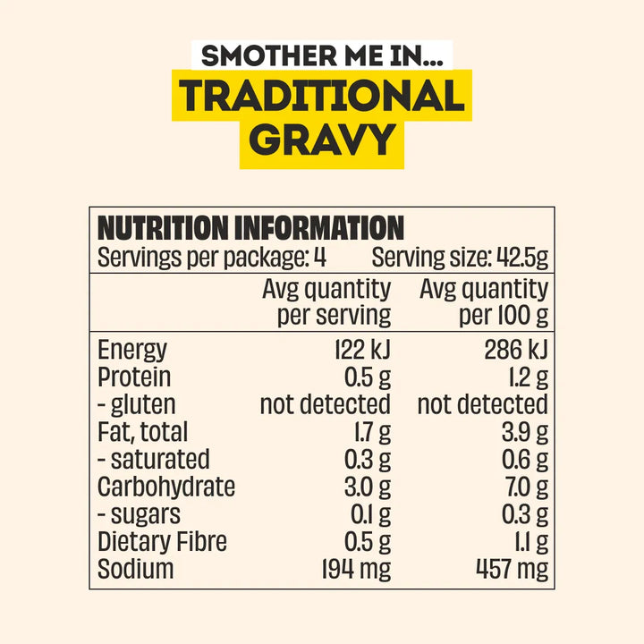 Mingle Traditional All Natural Flavoured Gravy 170g Nutritional Information