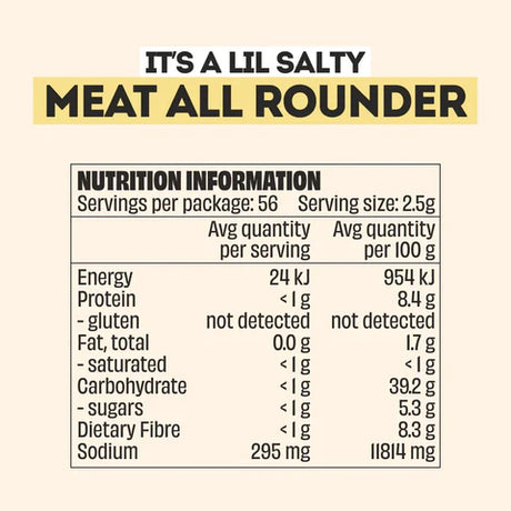 Mingle Meat All Rounder All Natural Seasoned Salt 140g Nutritional Information