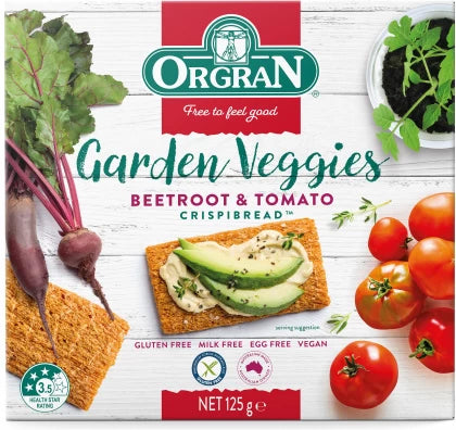 Orgran Gluten Free Crispibread Beetroot & Tomato 125g x 6