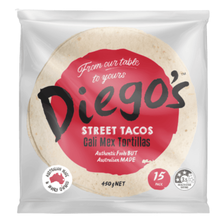 Diego’s Street Tacos Cali Mex Tortillas 450g x 15-pack Front