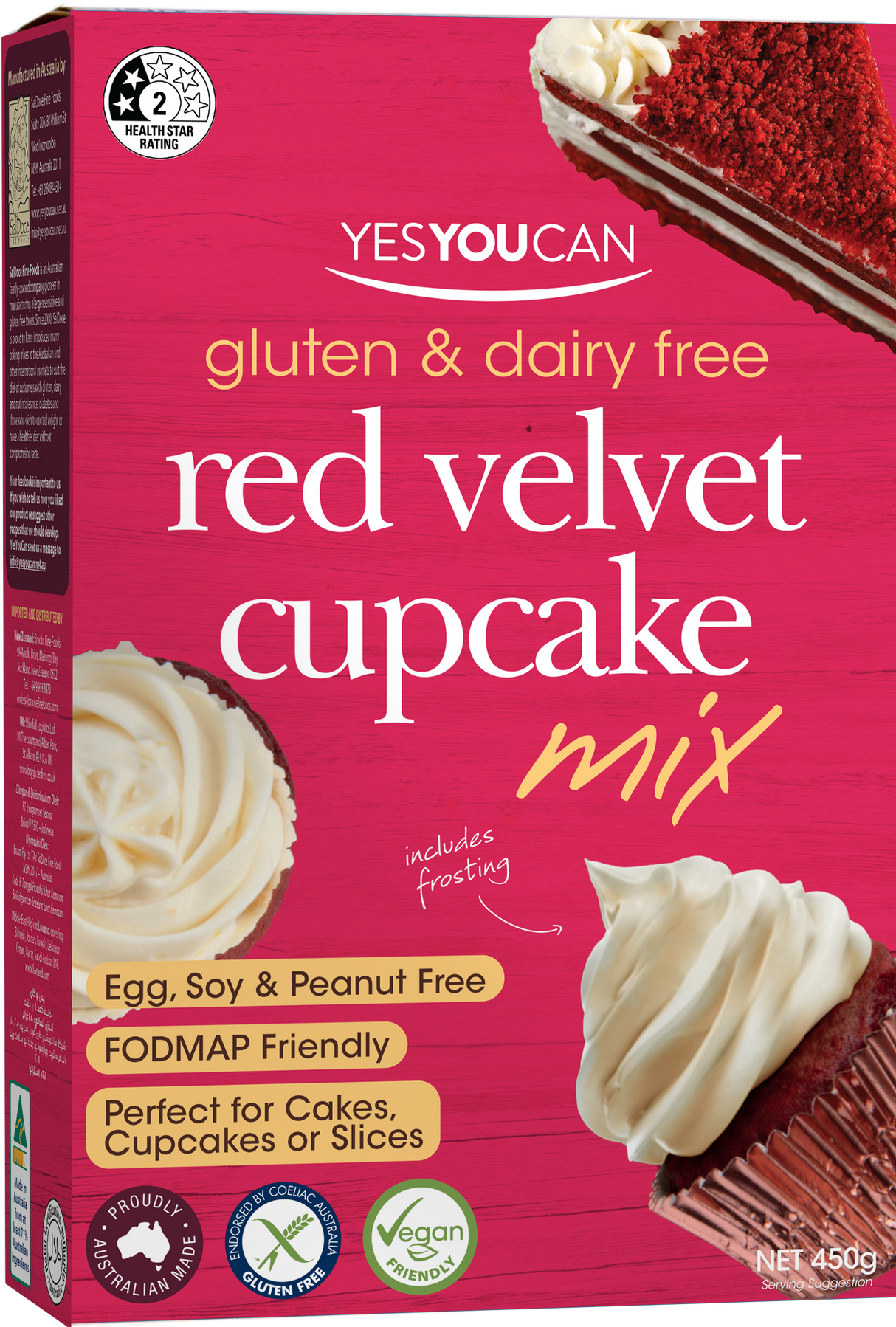 YesYouCan Red Velvet Cupcake Mix Gluten Free 450g