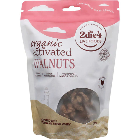 2Die4 Live Foods Organic Activated Walnuts Activated With Fresh Whey 275g