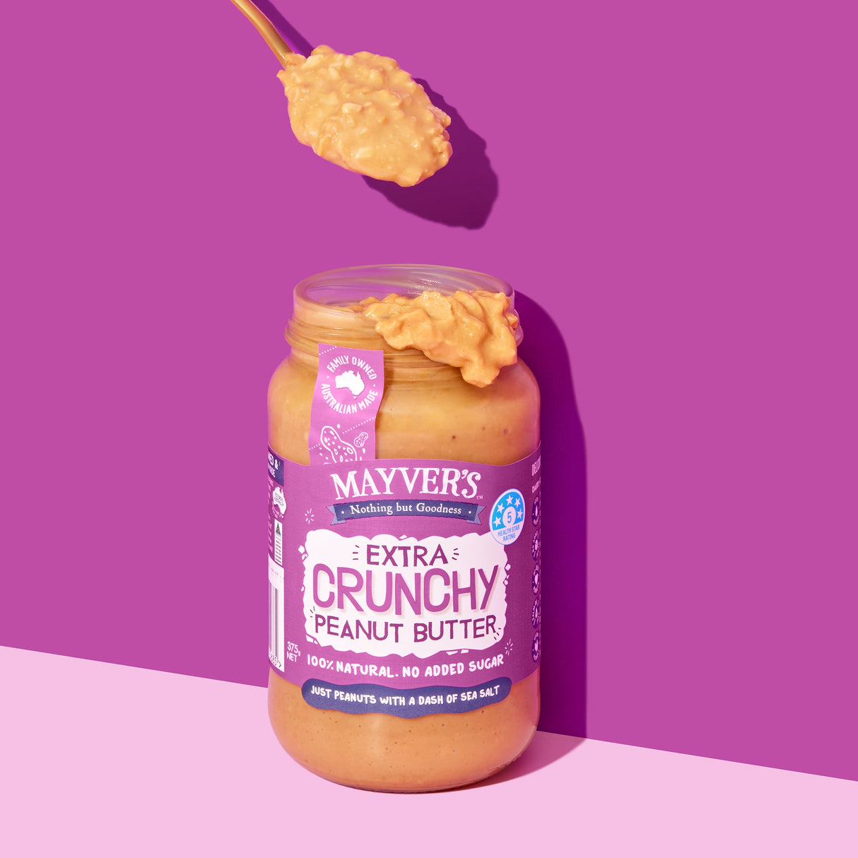 Mayver's Peanut Butter Extra Crunchy 375g x6