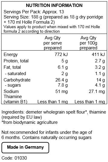Holle Organic Spelt Porridge 150g