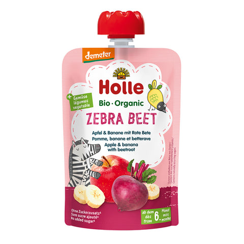 Holle Zebra Beet - Apple & Banana with Beetroot 100g x 12 pouches