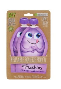 Little Mashies Reuseable Food Pouches Reusable Squeeze Pouch Pack of 2 - Purple 2x130ml