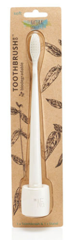 The Natural Family Co. Bio Toothbrush & Stand Soft - Ivory Desert