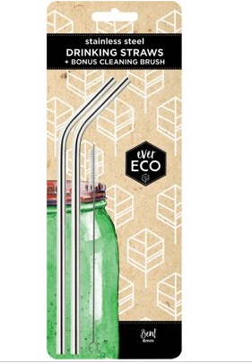 EVER ECO Stainless Steel Straws Bent - 2Pack+Brush