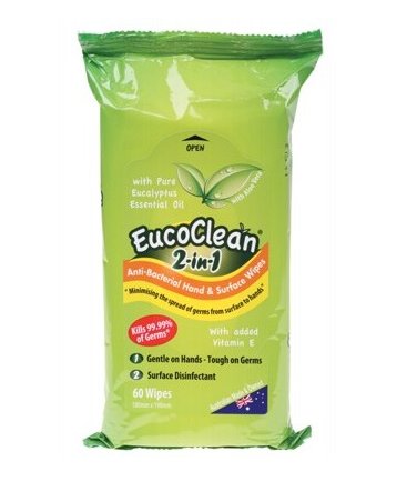 Eucoclean 2-in-1 Anti-Bacterial Hand & Surface Wipes - 60 pack