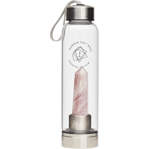 Summer Salt Body Crystal Elixir Glass Water Bottle - Rose Quartz - 550ml