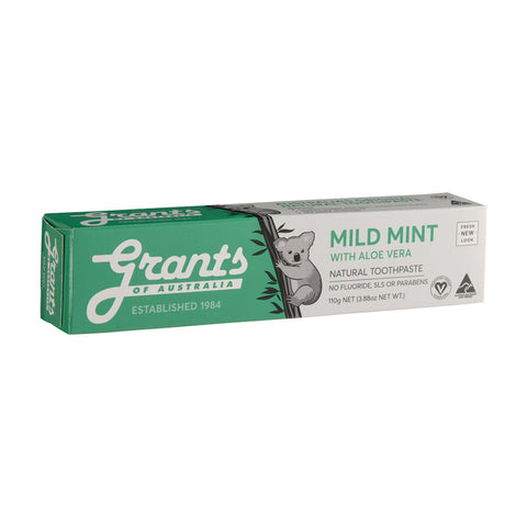 Grants Toothpaste Mild Mint with Certified Organic Aloe Vera 110g