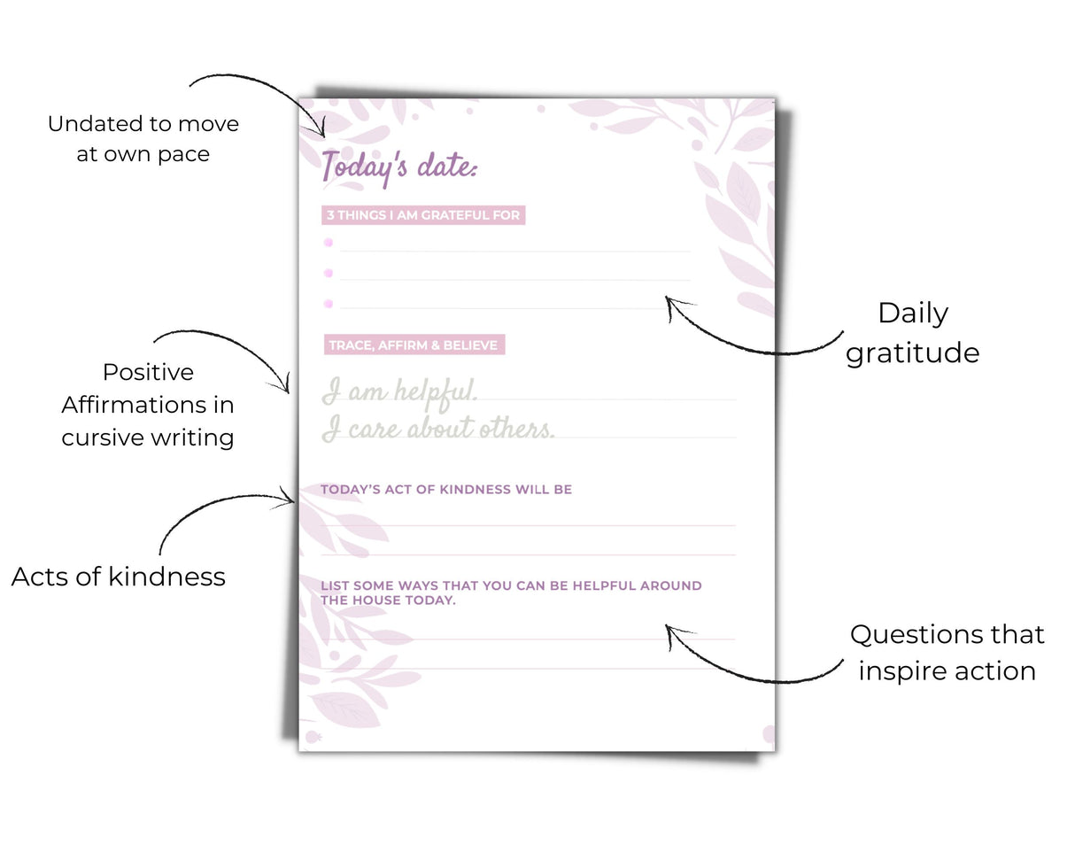 Daily Gratitude and Positive Affirmations Journal for Kids