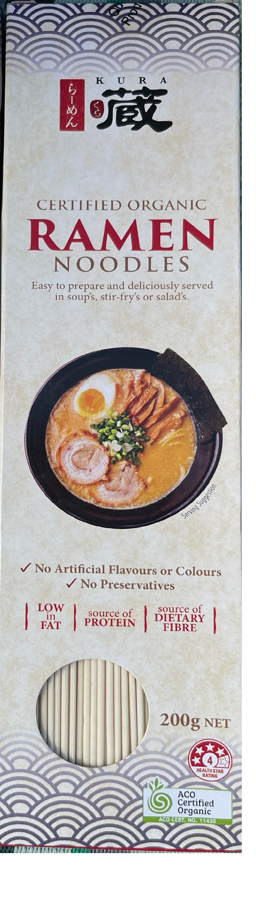 Kura Certified Organic Ramen Noodles 200g