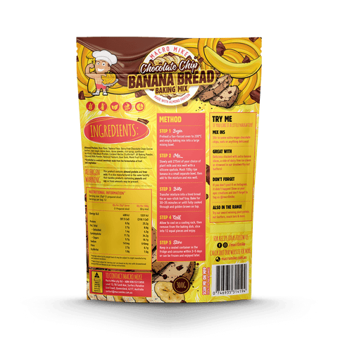Macro Mike Bread Baking Mix - Almond Protein Chocolate Chip Banana Bread 300g