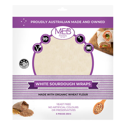 Meb Foods Organic White Sourdough Wraps 250g