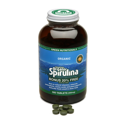Green Nutritionals Mountain Organic Spirulina Tablets (500mg) - 500 Tabs