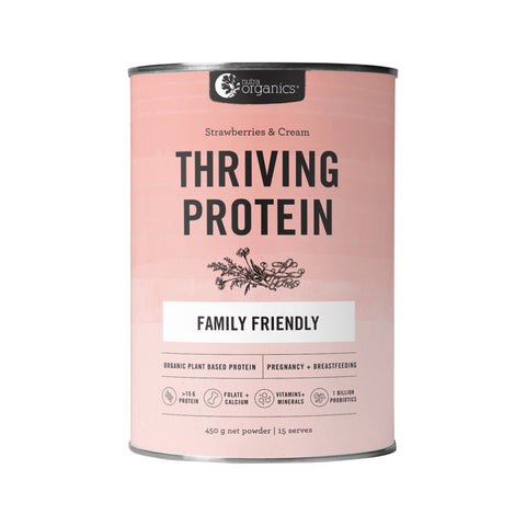 Nutra Organics Thriving Protein (Organic Plant Based Protein) Strawberries & Cream 450g