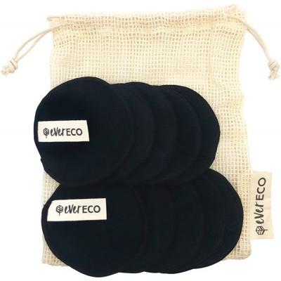 Ever Eco Reusable Bamboo Facial Pads Black With Cotton Wash Bag 10