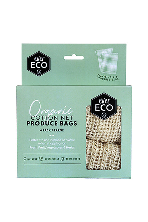 Ever Eco Reusable Produce Bags Organic Cotton Net 4 Pack