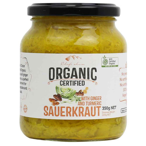 Chef’s Choice Certified Organic Sauerkraut with Ginger & Turmeric 350g