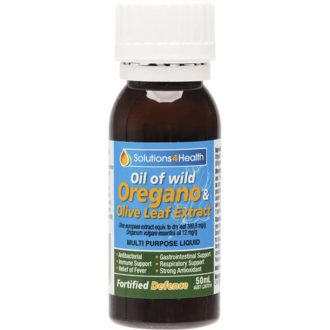 Solutions 4 Health Fortified Defence Wild Oregano Olive Leaf & Peppermint 50ml