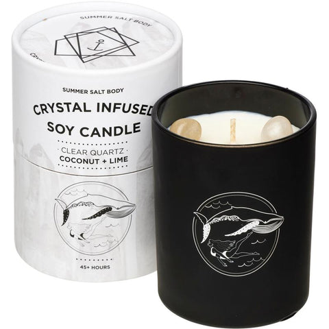 Summer Salt Body - Crystal Infused Soy Candle - Clear Quartz - Coconut & Lime