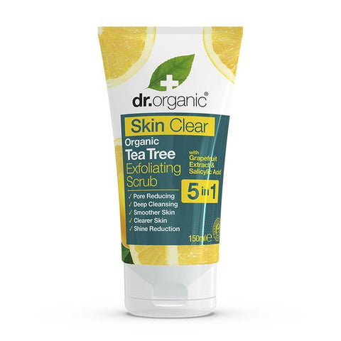 Dr Organic Exfoliating Face Scrub - Skin Clear - Organic Tea Tree 150ml