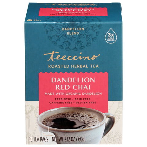 Teeccino Chicory Tea Dandelion Red Chai x 10 Tea Bags